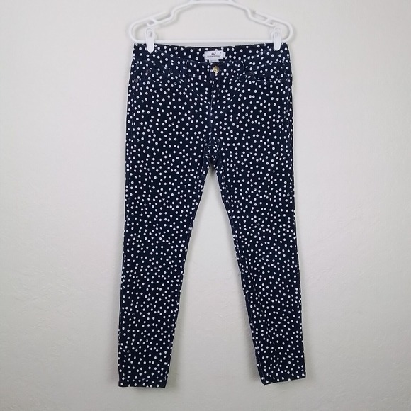Vineyard Vines Pants 8 Navy White Polka Dot Corduroy Stretch Cotton Blend Preppy - Picture 1 of 13